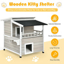 2-Story Wooden Patio Luxurious Cat Shelter House Condo with Large Balcony by LJGDeals