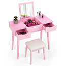 Makeup Vanity Table Set with Flip Top Mirror and 2 Drawers by LJGDeals