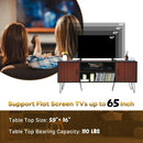 Retro Modern TV Stand with 6 Metal Legs for TVs up to 65 Inch with 2 Cable Holes by DirectDeals