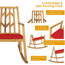 Patio Acacia Wood Rocking Chair Sofa with Armrest and Cushion for Garden and Deck by LJGDeals