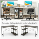 48 Inch Reversible L Shaped Computer Desk with Adjustable Shelf by LJGDeals