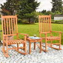 3 Pieces Eucalyptus Rocking Chair Set with Coffee Table