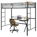 Twin Loft Bed Frame with 2 Ladders Full-length Guardrail by LJGDeals