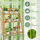 3-Tier Bamboo Foldable Plant Stand with Display Shelf Rack-Natural by LJGDeals