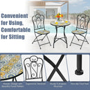 3 Pieces Patio Bistro Mosaic Design Set with Folding Chairs and Round Table by LJGDeals