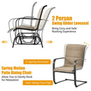4 Pieces Outdoor Patio Furniture Set with Padded Glider Loveseat and Coffee Table-Brown by LJGDeals