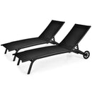 6-Poisition Adjustable Outdoor Chaise Recliner with Wheels by LJGDeals