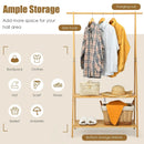 Bamboo Clothes Hanging Rack with 2-Tier Storage Shelf for Entryway Bedroom-Natural by LJGDeals