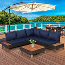 4 Pieces Patio Cushioned Rattan Furniture Set with Wooden Side Table by LJGDeals