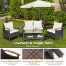 4 Pieces Patio Rattan Furniture Set with Cushioned Sofa and Storage Table by LJGDeals