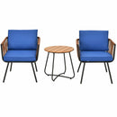 3 Pieces Patio Bistro Furniture Set with Armrest and Soft Cushions by DirectDeals