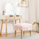 Faux Fur Vanity Stool with Golden Metal Legs for Makeup Room by LJGDeals