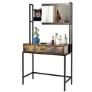 Industrial Vanity Table with 3-Height Adjustable Mirror Bag-Brown by LJGDeals