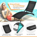 2 Pieces Patio Folding and Stackable Chaise Lounge Chair with 5-Position Adjustment-Black by LJGDeals