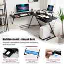 L Shaped Computer Desk Home Office Workstation with Movable Monitor Stand-Black by DirectDeals