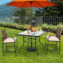 32 Inch Patio Tempered Glass Steel Frame Square Table by LJGDeals
