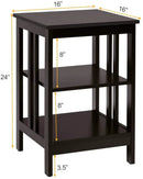 2 Pieces 3-Tier Nightstand with Reinforced Bars and Stable Structure by LJGDeals