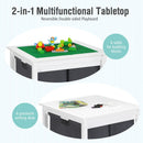2-in-1 Kids Double-sided Activity Building Block Table with Drawers-White by LJGDeals