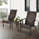 3 Pieces Patio Rattan Bistro Set with High Backrest and Armrest by LJGDeals