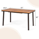 55 Inch Patio Acacia Dining Table with Umbrella Hole by LJGDeals