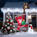 8.5 Feet Christmas Inflatable Reindeer and Climbing Santa Claus with Built-in LED Lights by LJGDeals