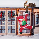 8.5 Feet Christmas Inflatable Reindeer and Climbing Santa Claus with Built-in LED Lights by LJGDeals