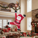 8.5 Feet Christmas Inflatable Reindeer and Climbing Santa Claus with Built-in LED Lights by LJGDeals
