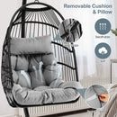 Patio Hanging Egg Chair with Stand Waterproof Cover and Folding Basket-Gray by LJGDeals