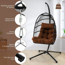 Patio Hanging Egg Chair with Stand Waterproof Cover and Folding Basket-Brown by LJGDeals