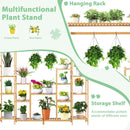 9-Tier Bamboo Plant Stand with Hanging Rack by LJGDeals