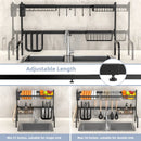 2 Tier Adjustable Over Sink Dish Drying Rack with 8 Hooks by LJGDeals