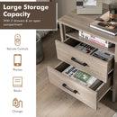 Modern Wood Grain Nightstand with Cable Hole and Open Compartment by LJGDeals