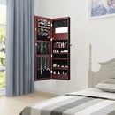 Lockable Wall Door Mounted Mirror Jewelry Cabinet w/LED Lights by LJGDeals