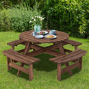 Patio 8 Seat Wood Picnic Dining Seat Bench Set by LJGDeals