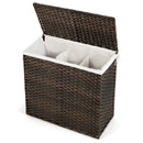 10L 3-Section Laundry Hamper with Liner Bag and Handle-Brown by LJGDeals
