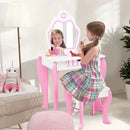 2-in-1 Toddler Vanity Set with Detachable Top & Cute Flower Patterns-White by LJGDeals