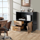 Kitchen Storage Buffet Sideboard with Wine Rack and Glass Holder-Black by LJGDeals