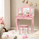 Kids Makeup Dressing Mirror Vanity Table Stool Set by LJGDeals