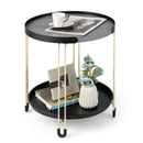 2-Tier Round Side Table with Removable Tray and Metal Frame for Small Space-Golden by LJGDeals
