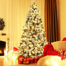 Pre-Lit Premium Snow Flocked Hinged Artificial Christmas Tree by LJGDeals