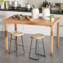 49 Inch Rectangle Patio Indonesia Teak Wood Dining Table with Slatted Tabletop Up to 6 by DirectDeals