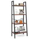 4-Tier Freestanding Open Bookshelf with Metal Frame and Anti-toppling Device-Rustic Brown by LJGDeals