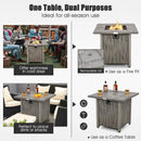 28 Inch 40 000 BTU Square Fire Pit Table with Lid and Lava Rocks-Gray by LJGDeals