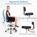 Swivel Drafting Chair with Retractable Mid Back and Adjustable Foot Ring-Black by LJGDeals