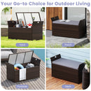 Outdoor Bench with Hand-woven PE Rattan Wicker and Side Handles-Gray