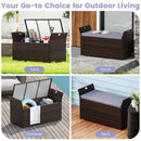 Outdoor Bench with Hand-woven PE Rattan Wicker and Side Handles-Gray by LJGDeals