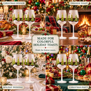 Set of 2 Stemmed Christmas Tree Design Wine Glasses - 14 oz
