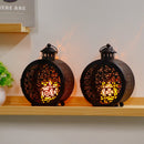 Set of 2 Round Vintage Metal Candle Lanterns 7.5" H by JHY DESIGN