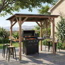 Grill Gazebo 8.6 x 5 FT Cedar Wood with Serving Shelves by DirectDeals