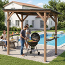 Grill Gazebo 8.6 x 5 FT Cedar Wood with Serving Shelves by DirectDeals